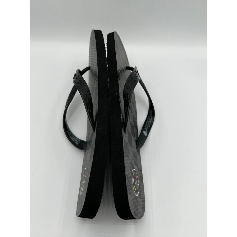 Maui and Sons Flip Flops Men Size 12 Black Checker Beach Sandals